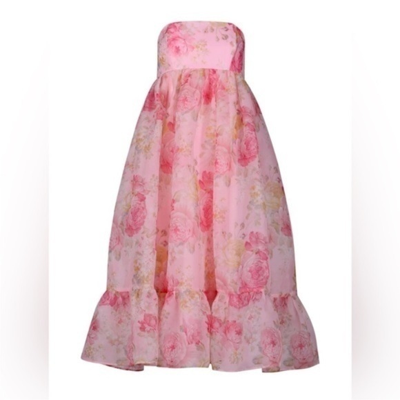 Maison Amory Whipped Cream Dress- Baby Pink Garden Size S Regencycore - Picture 1 of 15